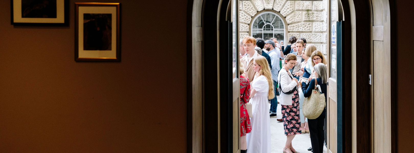 summer party outdoor venue with people mixing outside