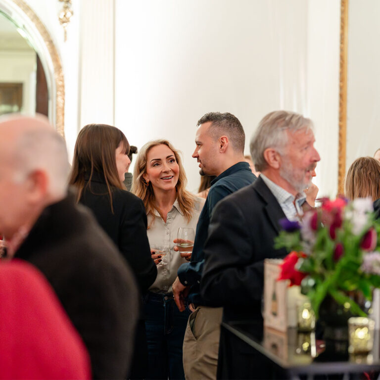 people talking at an event