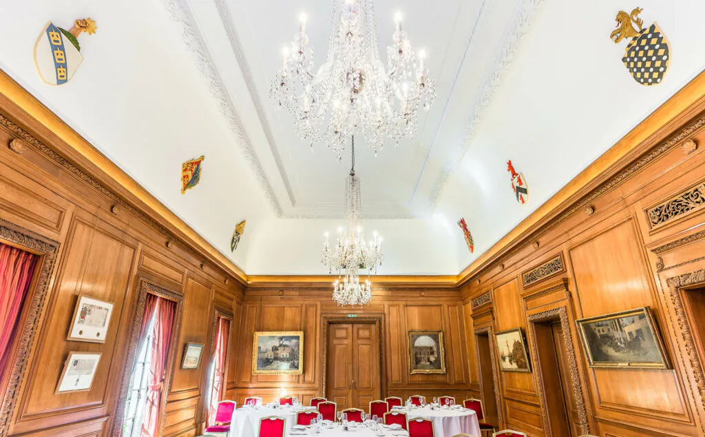 Beautiful ceiling with chandelier