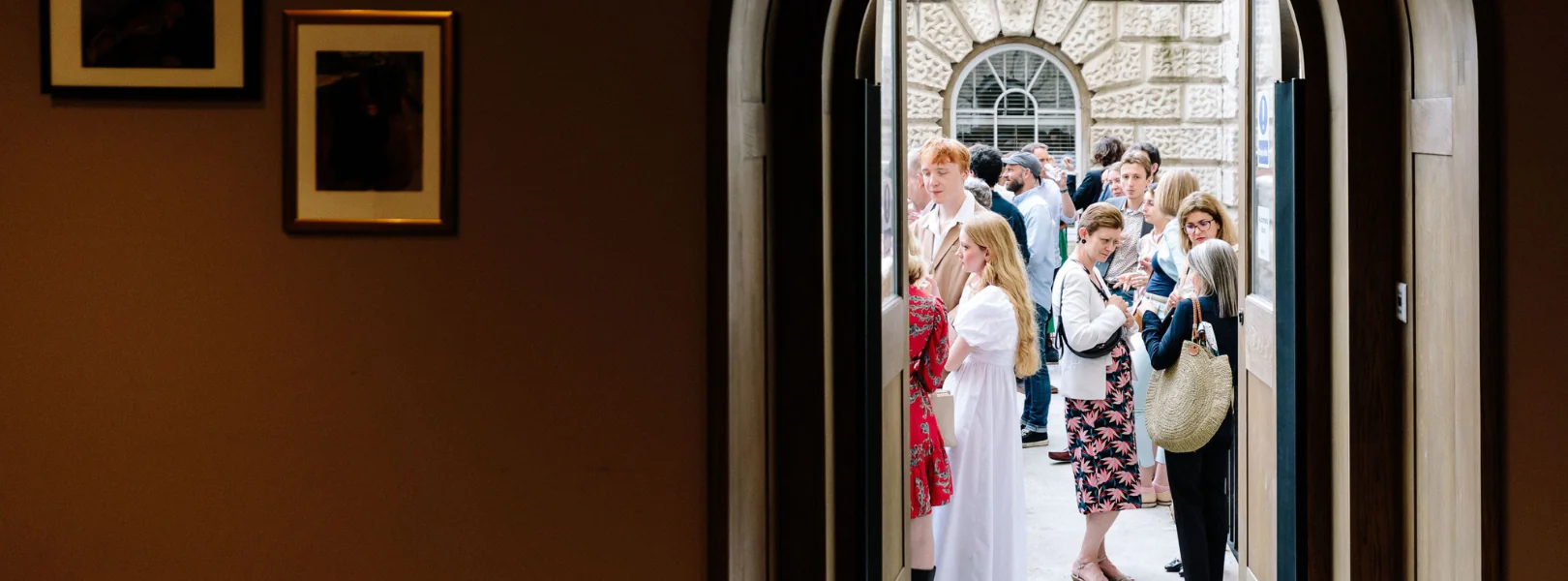 summer party outdoor venue with people mixing outside